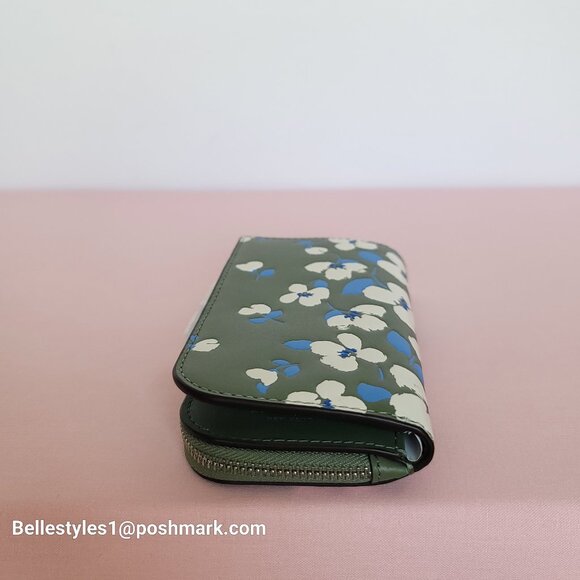 KATE SPADE Devin Painterly Bouquet SMALL Bifold Leather Wallet- Cedar Stand 🎈⭐ - Picture 11 of 16